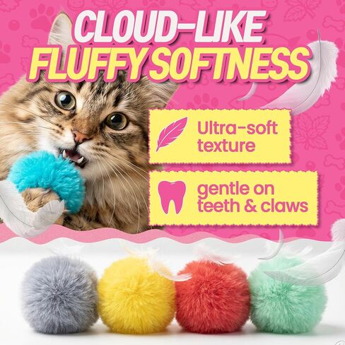 HA SHI Catnip Fur Balls for Indoor Cats, 40 Count, 1.8 Inch in Kuwait