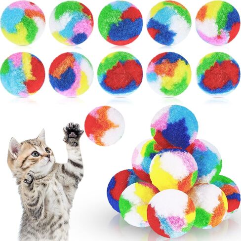 Deekin 20 Pcs Cat Ball Toy 1.6 Inch Fuzzy Pom Pom Balls for Kittens Cats in Kuwait