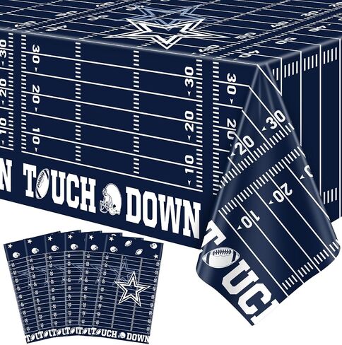 4 Pack Football Themed Tablecloths Sport Themed Party Decorations Disposable Plastic Football Table Cover Rectangular Game Day Tablecloth Football Field Tablecloth for Tailgate Football Decoration (4) in Kuwait