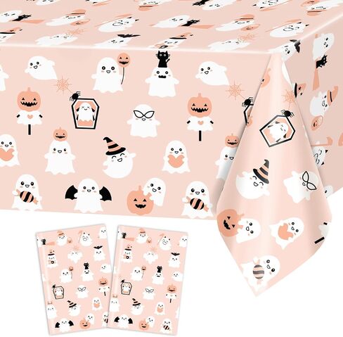 Halloween Tablecloth 2 pcs Little Boos Halloween Tablecloths Disposable in Kuwait