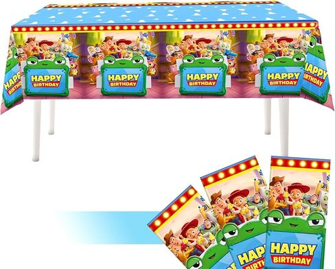Toy Story Table Cloths - 3 Anime Table Cover Disposable Plastic Waterproof Tablecloths Yellow Cartoon Party Supplies for Boys Girls Fans Concert Birthday Party in Kuwait