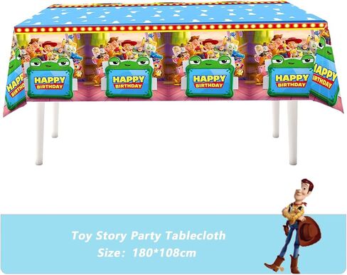 Toy Story Table Cloths - 3 Anime Table Cover Disposable Plastic Waterproof Tablecloths Yellow Cartoon Party Supplies for Boys Girls Fans Concert Birthday Party in Kuwait