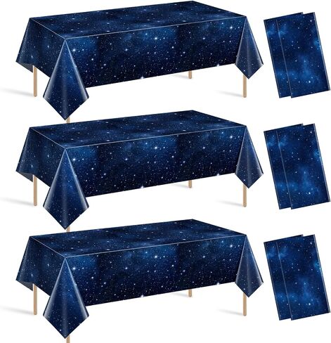 Hallswl 3Pcs 54 x 108 Inch Disposable Plastic Galaxy Space Tablecloth in Kuwait