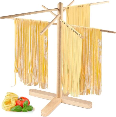 Pasta Drying Rack, Collapsible Wooden Pasta Drying Rack with 8 Bar in Kuwait