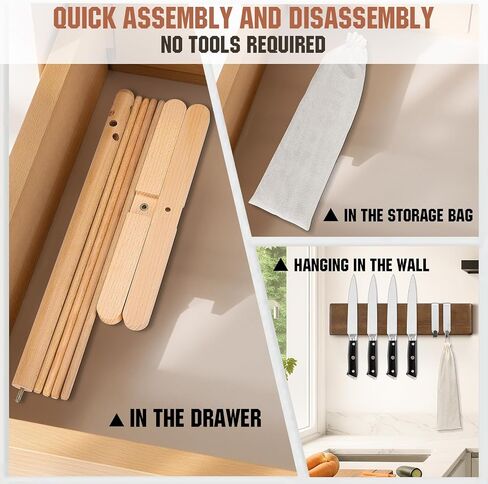 Pasta Drying Rack, Collapsible Wooden Pasta Drying Rack with 8 Bar in Kuwait