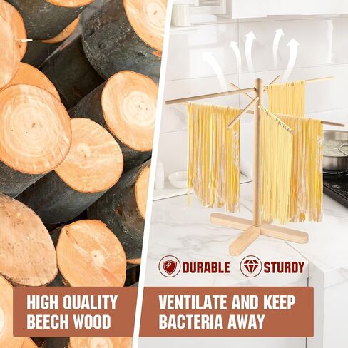 Pasta Drying Rack, Collapsible Wooden Pasta Drying Rack with 8 Bar in Kuwait