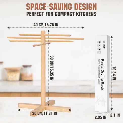 Pasta Drying Rack, Collapsible Wooden Pasta Drying Rack with 8 Bar in Kuwait