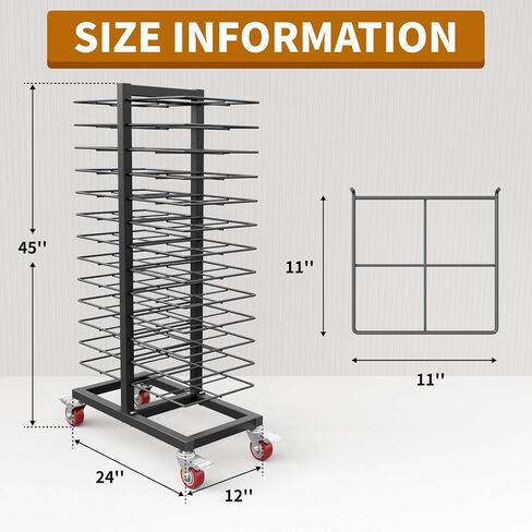26-Tier Heavy Duty Paint Drying Rack, Cabinet Door Drying Rack with 4 Locking Casters, 25 lbs Per Shelf, Vertical Design for Paint Shops, Art Studio and Woodworking, Black in Saudi Arabia