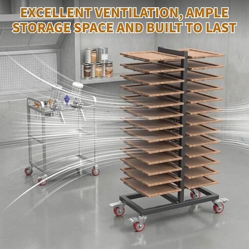 26-Tier Heavy Duty Paint Drying Rack, Cabinet Door Drying Rack with 4 Locking Casters, 25 lbs Per Shelf, Vertical Design for Paint Shops, Art Studio and Woodworking, Black in Saudi Arabia