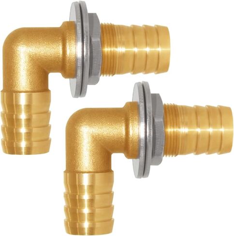2PCS Solid Brass 90°Elbow Barb Bulkhead Fitting 5/8"OD Barb Bulkhead Coupling Tank Connector Hose Pipe Barb Fitting for Water/Oil/Gas in Saudi Arabia