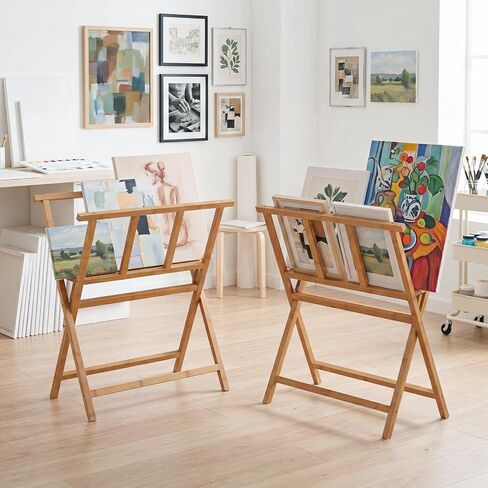 Goplus Bamboo Art Print Rack for Canvas Storage & Display for Art Studio in Kuwait