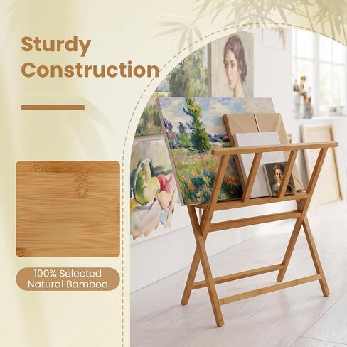 Goplus Bamboo Art Print Rack for Canvas Storage & Display for Art Studio in Kuwait