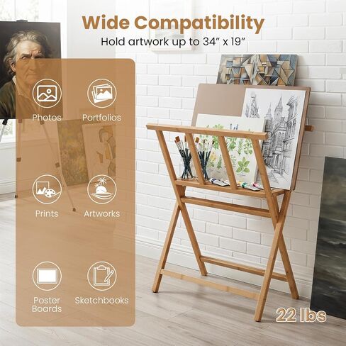 Goplus Bamboo Art Print Rack for Canvas Storage & Display for Art Studio in Kuwait