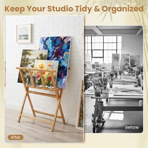 Goplus Bamboo Art Print Rack for Canvas Storage & Display for Art Studio in Kuwait