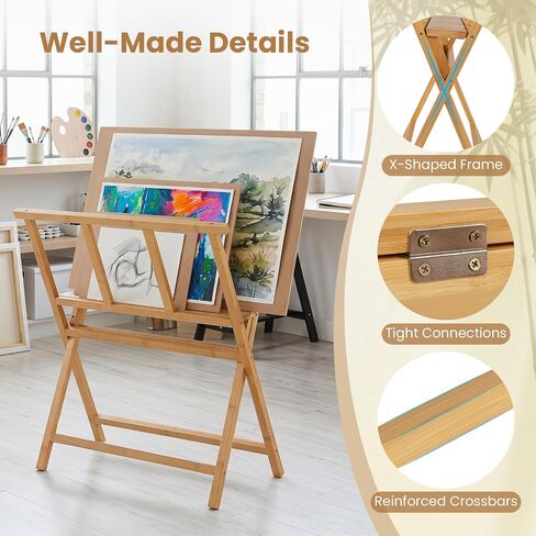 Goplus Bamboo Art Print Rack for Canvas Storage & Display for Art Studio in Kuwait
