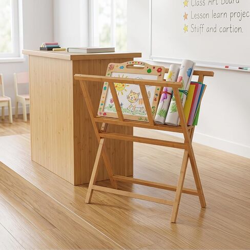 Goplus Bamboo Art Print Rack for Canvas Storage & Display for Art Studio in Kuwait