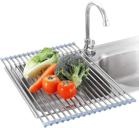 Seropy Extra Large 20.5"x13.7" Roll Up Dish Drying Rack Over The Sink Dish Drainer for Kitchen Counter, Sink Drying Rack Drying Mat Folding Rack Kitchen Sink Organizer Home Essentials in Kuwait