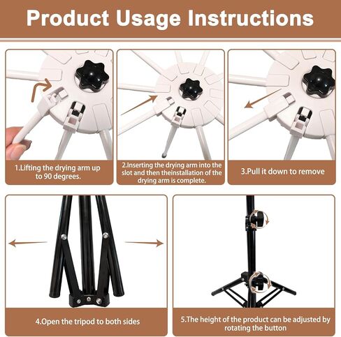 Pasta Drying Rack, 360° Rotating Adjustable Tripod Stand in Kuwait