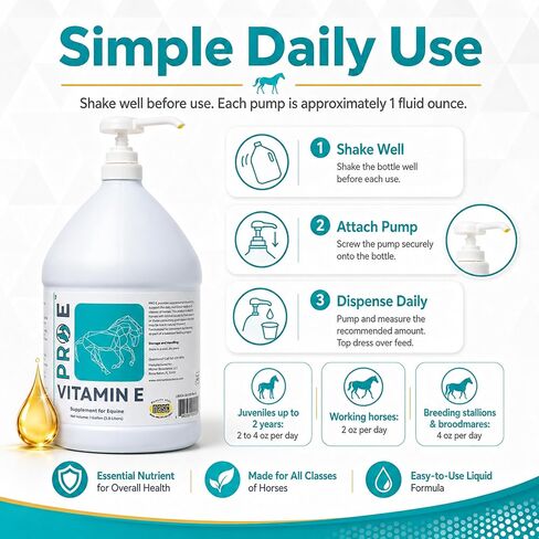 PRO E Equine Vitamin E Supplement, Liquid for Horses, 1 Gallon in Kuwait