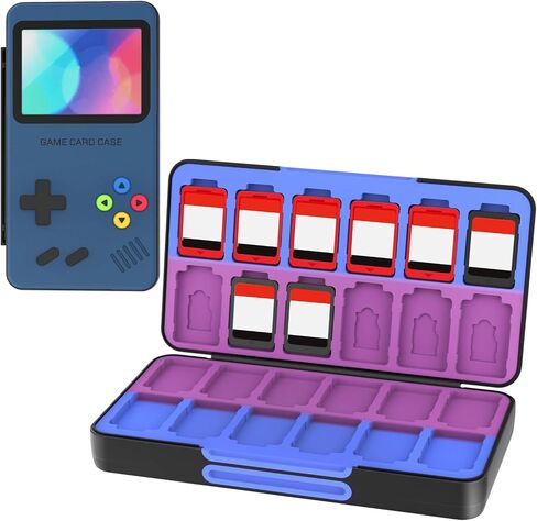 حافظة بطاقات ألعاب THELIFELICIOUS Switch لجهاز Nintendo Switch/Switch OLED/Switch Lite، حامل بطاقات ألعاب ببطانة متدرجة الألوان مع 24 فتحة لبطاقة الألعاب و24 فتحة لبطاقة ذاكرة Micro SD. in Kuwait