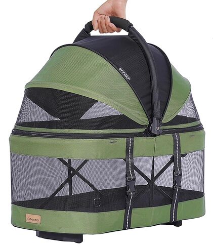 ROODO 2026 Upgraded Version 3-in-1 Dog Cat Stroller with Detachable Carrier Folding Lightweight Portable Travel Pet Gear All-Terrain Puppy Doggie Kitty Bunny Stroller for 35 lbs (Green) in Kuwait