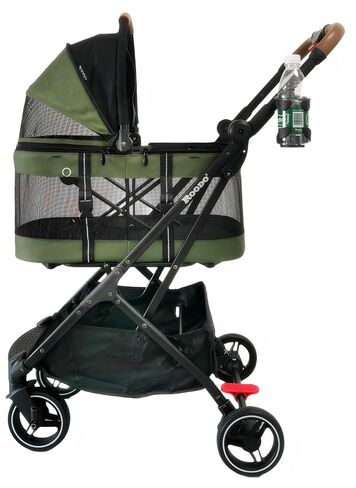 ROODO 2026 Upgraded Version 3-in-1 Dog Cat Stroller with Detachable Carrier Folding Lightweight Portable Travel Pet Gear All-Terrain Puppy Doggie Kitty Bunny Stroller for 35 lbs (Green) in Kuwait