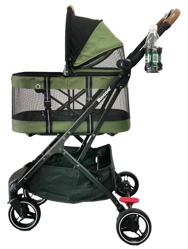 ROODO 2026 Upgraded Version 3-in-1 Dog Cat Stroller with Detachable Carrier Folding Lightweight Portable Travel Pet Gear All-Terrain Puppy Doggie Kitty Bunny Stroller for 35 lbs (Green) in Kuwait