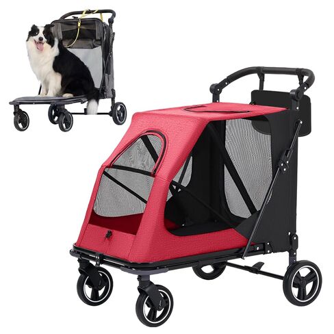 Dog Stroller for Large/Medium Dogs,Pet Stroller Up to 176 lbs,Extra Large Foldable Stroller for 2 Dogs Cats,Full-Open Sunshade Canopy,Adjustable Handle(Gray) in Kuwait