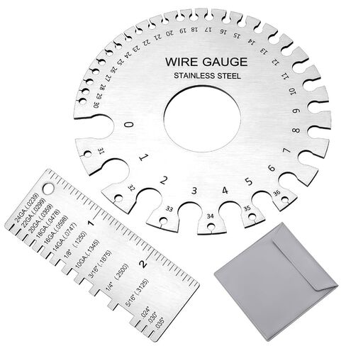 2 Pcs Stainless Steel Thickness Gauges Wire Gauge Measuring Tool, Metal Sheets Welding Tool Round Wire Cable Sheet Thickness Gage and Wire Thickness Gauge in Kuwait