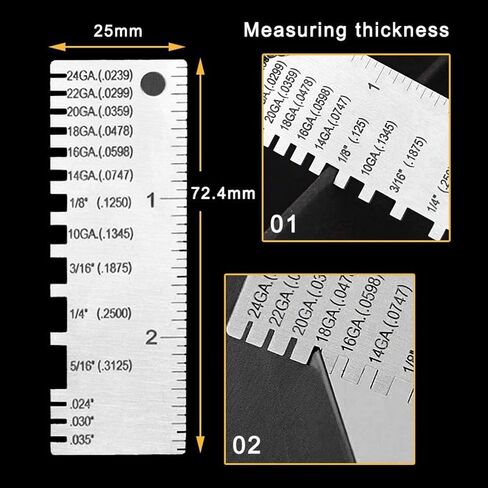 2 Pcs Stainless Steel Thickness Gauges Wire Gauge Measuring Tool, Metal Sheets Welding Tool Round Wire Cable Sheet Thickness Gage and Wire Thickness Gauge in Kuwait