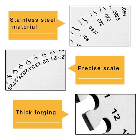 2 Pcs Stainless Steel Thickness Gauges Wire Gauge Measuring Tool, Metal Sheets Welding Tool Round Wire Cable Sheet Thickness Gage and Wire Thickness Gauge in Kuwait