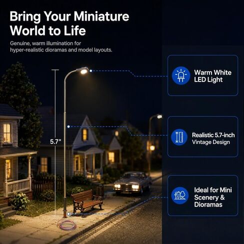 ibasenice 3-Pack Miniature Street Lights, 5.7 in LED Lamp Posts in Kuwait