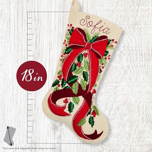 Bucilla, 18" Felt Applique Stocking Making Kit, for DIY Arts and Crafts Projects, Evergreen Holiday Elegance in Kuwait