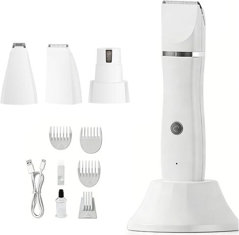 Cordless Electric Pet Groomer USB Rechargeable with 4 Heads for Dogs Cats Swimsuit Line Pet Shaver in Kuwait