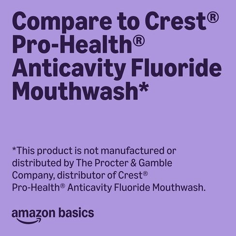 Amazon Basics Anticavity Fluoride Mouthwash, Alcohol Free, Violet Mint, 1 Liter, 33.8 Fluid Ounces, 1-Pack (Previously Solimo) in Kuwait