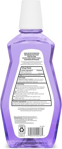 Amazon Basics Anticavity Fluoride Mouthwash, Alcohol Free, Violet Mint, 1 Liter, 33.8 Fluid Ounces, 1-Pack (Previously Solimo) in Kuwait