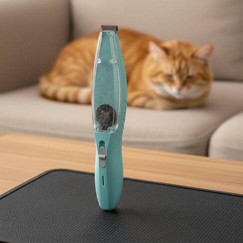 Hair Grooming Device Pet Trimmer Vacuum Cleaner Quiet Stainless Steel Ceramic Blade Suitable for Cats Small Grooming, Green in Kuwait