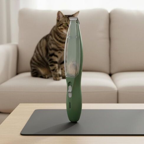 Hair Grooming Device for Pets Electric Trimmer Vacuum Low-Noise Stainless Steel Ceramic Suitable for Detailed Cat Grooming and Home Use, Green in Saudi Arabia