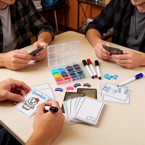 SIXPOINTS 117 Pieces Reusable Dry Erase MTG Tokens with Multi-Color Markers, Double Sided MTG Proxy Cards & Keyword Counters Set Compatible with Magic The Gathering, TCG, Card Games Accessories in Saudi Arabia
