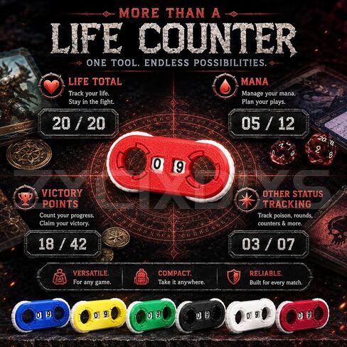6 Pack MTG Life Counter 0-99, Dual Dial Life Counter Wheels with Storage Pouch, Health Point Tracker for Commander, TCG, CCG, Card Games, Board Games & Tabletop Games in Kuwait