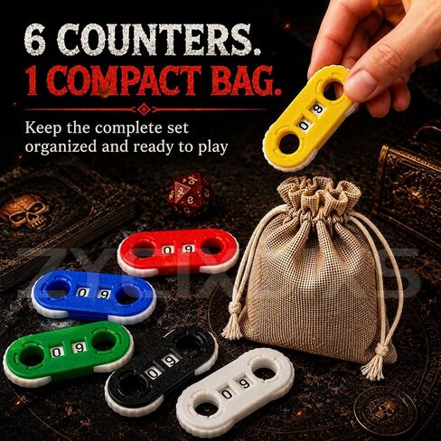 6 Pack MTG Life Counter 0-99, Dual Dial Life Counter Wheels with Storage Pouch, Health Point Tracker for Commander, TCG, CCG, Card Games, Board Games & Tabletop Games in Kuwait