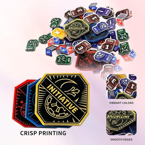 73 PCS Double-Sided Acrylic Token Set Compatible with Star Wars Unlimited TCG, Premium Damage, Shield, XP & Stat Modifier Counters, SWU Upgrade Kit (73, Ultimate Collection) in Kuwait