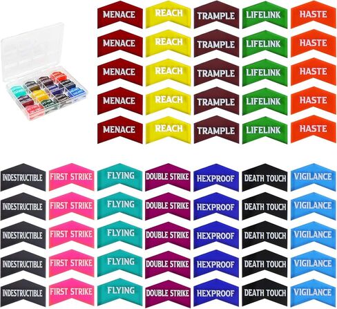 60Pcs MTG Abilities Keyword Tokens with Box, Color Coded MTG Creature Stats Buff Tokens for Magic the gatering, Compatible with TCG, CCG Magic Card Games Accessories in Kuwait