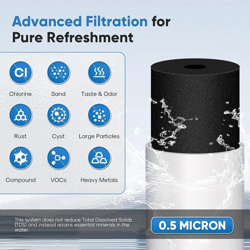 PUREPLUS Under Sink Water Filter, 22000 Gallons, 99.99% Chlorine Reduction, NSF/ANSI Certified Direct Connect Under Counter Water Filtration System in Kuwait