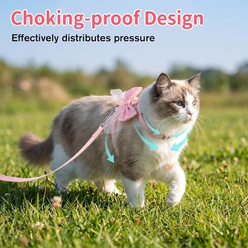 Pink Bow Cat Harness and Leash Set, Adjustable H-Shped Cute Cat Harness, Escape Proof Cats Harnesses and Leash for Small and Medium-Sized Cats and Dogs in Saudi Arabia