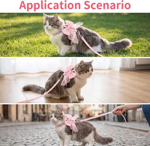 Pink Bow Cat Harness and Leash Set, Adjustable H-Shped Cute Cat Harness, Escape Proof Cats Harnesses and Leash for Small and Medium-Sized Cats and Dogs in Saudi Arabia