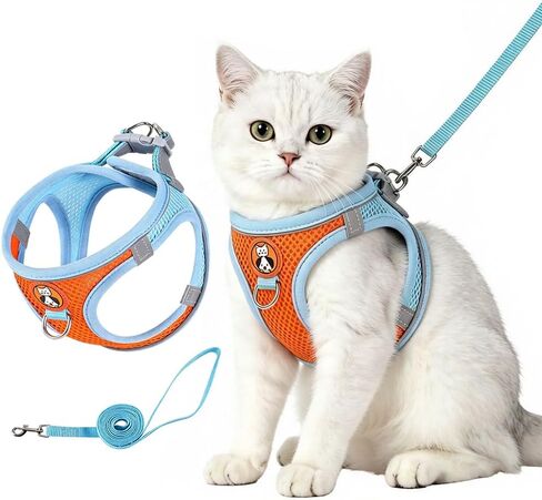 Escape Proof Cat Harness and Leash Set, Step-in Adjustable Cat Harness for Walking, Comfortable Soft Lightweight for Kittens and Large Cats (Orange, M) in Saudi Arabia