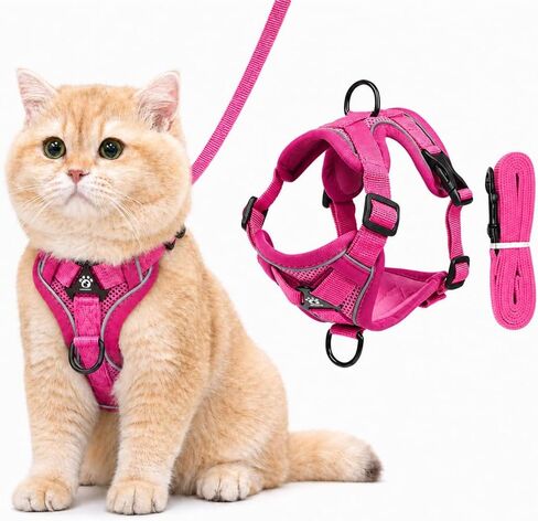 Soft Cat Chest Harness and Leash, Escape-Proof Step-in Lock Kitten Harness, Comfortable Cat Vest with Reflective, Easy to Wear for Outdoor Walking (Grey, M) in Saudi Arabia