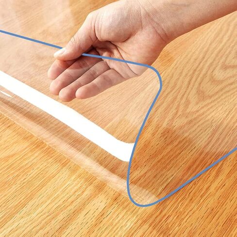 38" Dia 1.5mm Thick Round Plastic Tablecloth Clear Furniture Table Protector Water Heat Dust Resistant Table Cover PVC Vinyl Round Glass Coffee Dining Banquet Buffet Tabletop Protective Mat in Kuwait