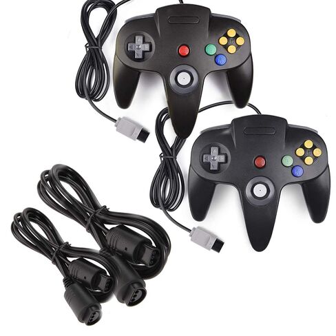 miadore 2-Pack Wired Classic 64 Controller Bundle with 2 Extension Cords [1.8m/6ft ] Compatible with N64 Video Game Console (Black and Yellow) in Kuwait